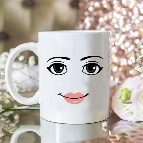 Hot Game ROBLOX Themed Cartoon Print Women's Facial Expression Mug Creative Men's Ceramic Breakfast Coffee Milk Cup Gift