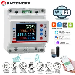 2P 100A Tuya WiFi Smart Bi-Directional Energy Power kWh Meter Leakage Over Under Voltage Protector Relay Switch Current Limit