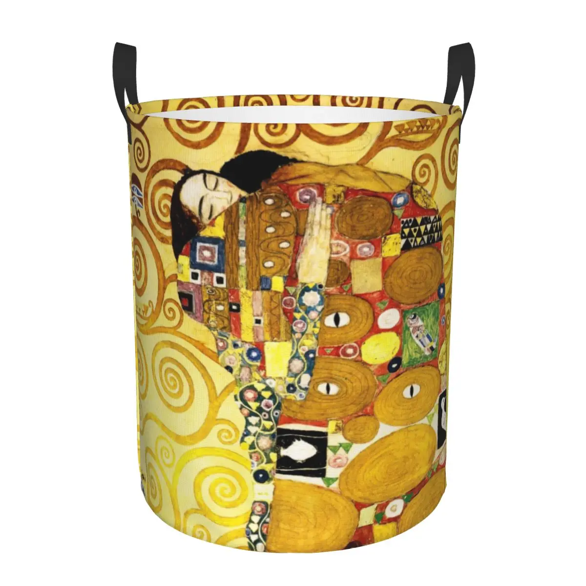 Custom Gustav Klimt The Embrace Laundry Basket Foldable Large Capacity Clothing Storage Bin Painting Art Baby Hamper