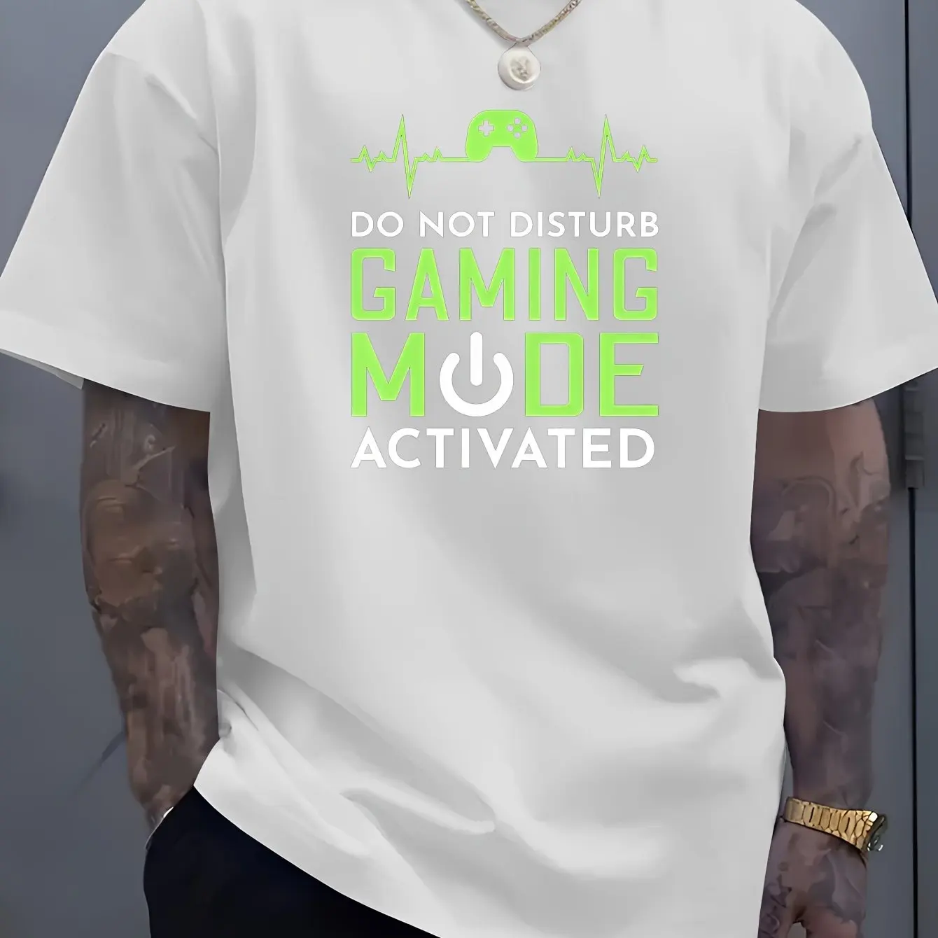 وضع الألعاب على يرجى عدم التقاط تي شيرت رجالي كاجوال بأكمام قصيرة ملابس رجالية مريحة #2