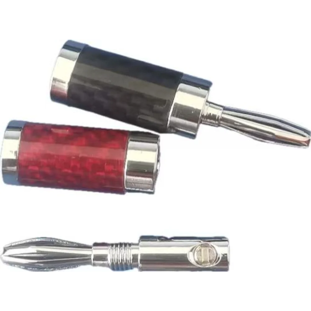 Audiophile Banana Plug 8.0mm Rhodium Plating Carbon Fiber Speaker Terminal Connector Audio Amplifier Board Male Banana Adapters