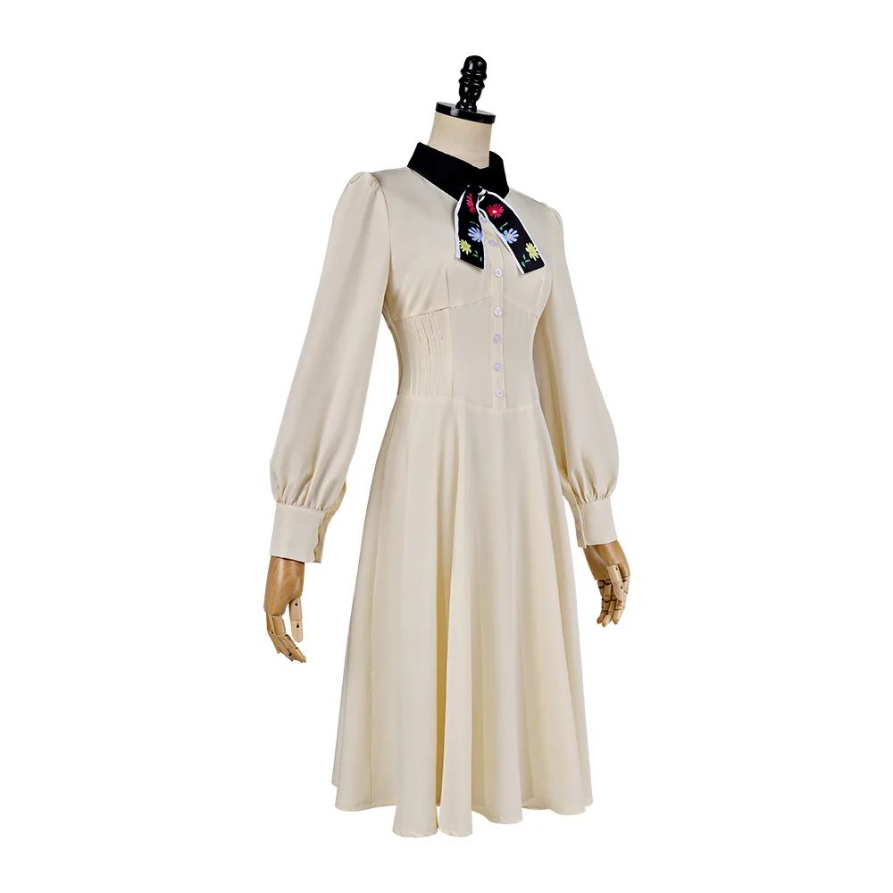 Marriage Toxin Mei Kinosaki Cosplay Costume Retro Off-White Dress Vintage Ribbon Long Sleeve Dress Women Outfit For Halloween view 3