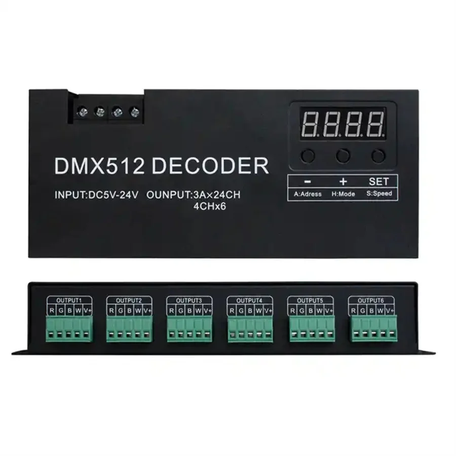 Free Shipping Factory direct DJ Disco Dmx Controller Dc5v 12v 24v 24 Channel Dmx512 RGB RGBW Decoder For Rgbw Led Strip Light