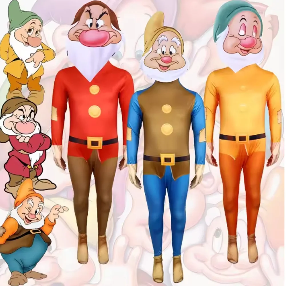 Disfraces de Cosplay de los siete enanitos Blancanieves para niños y adultos, mono, fiesta de Carnaval de Halloween, mascarada, ropa de juego de rol, cuento de hadas