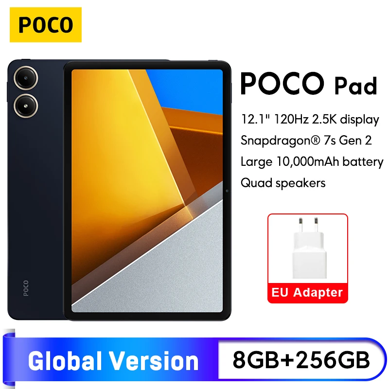 POCO Pad Küresel Sürüm Tabletler RAM 8GB ROM 256GB 10000mAh Pil 33W Hızlı Şarj 12.1\