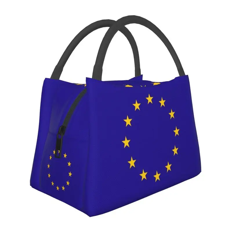 Custom EU European Union Flag Lunch Bag Men Women Cooler Thermal Insulated Lunch Boxes for Picnic Camping Work Travel
