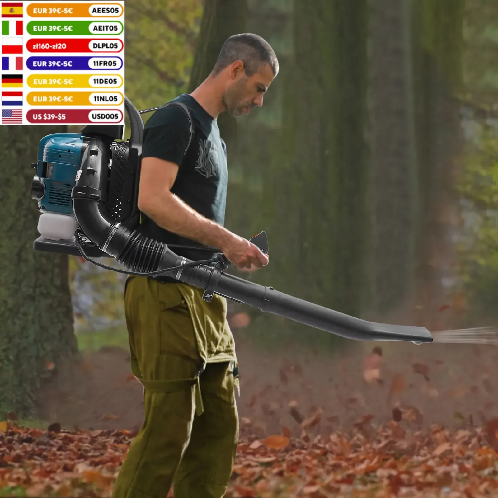 PP-Rucksack, kabelloser 4-Takt-Motor, Benzinmotor, Laubbläser, einstellbare Geschwindigkeit für Hof,