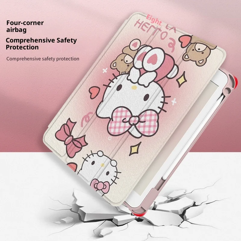 MINISO Hello Kitty Untuk Casing iPad 2025 ipad A16 11in Generasi ke-10 11 Tablet Cover Air 3 4 5 M2 M3 Pro 4 5 6 M4 A17 Pelindung