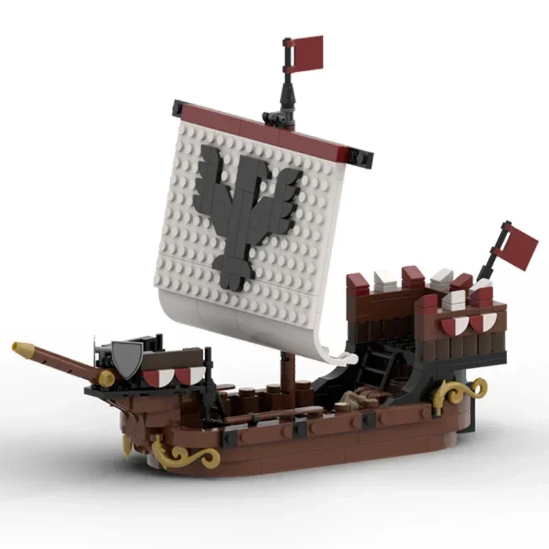 Moc Bouwstenen Piratenboot Model Middeleeuwse Valken Schip Technologie Modulaire Blokken Geschenken Kerst Speelgoed DIY Sets Montage