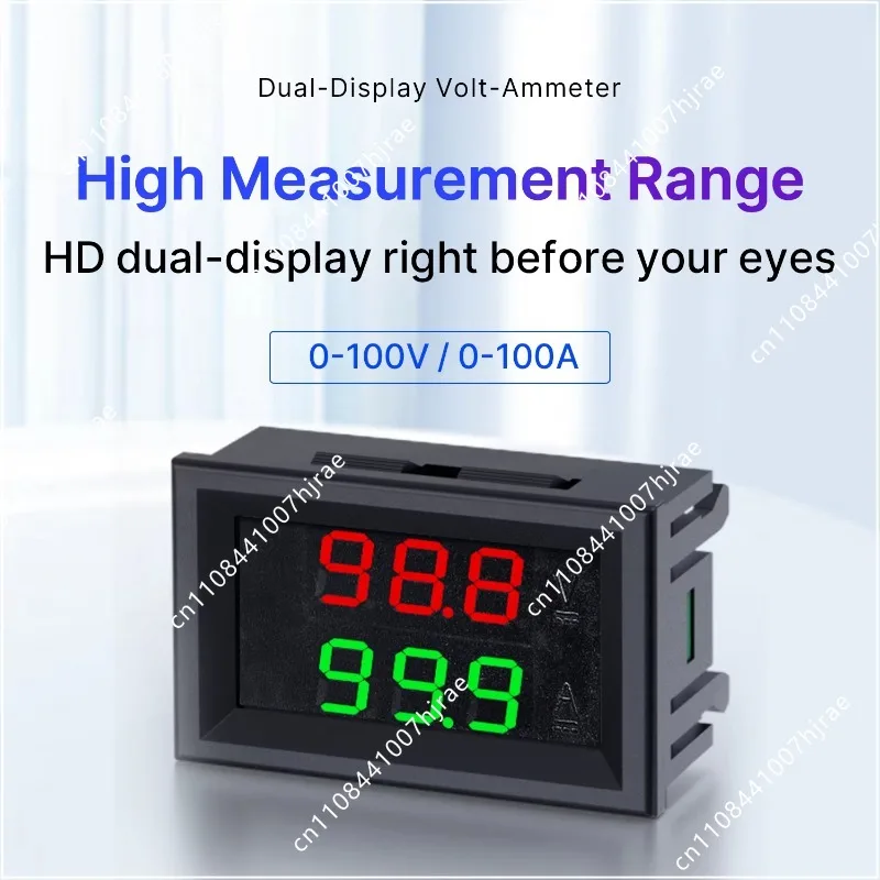DC 0-100V 100A Digital Panel Meter 5 Wire Parallel Dual LED Display Voltmeter Ammeter For DC Current Voltage Monitoring