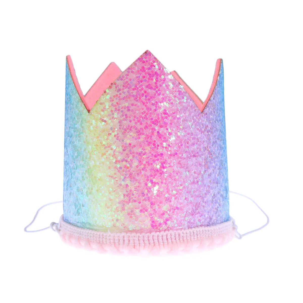 

Rainbow Crown Birthday Hat Princess Tiara Gradient Cap for Girls Toddlers Kids Party Hats Accessories Shiny Design