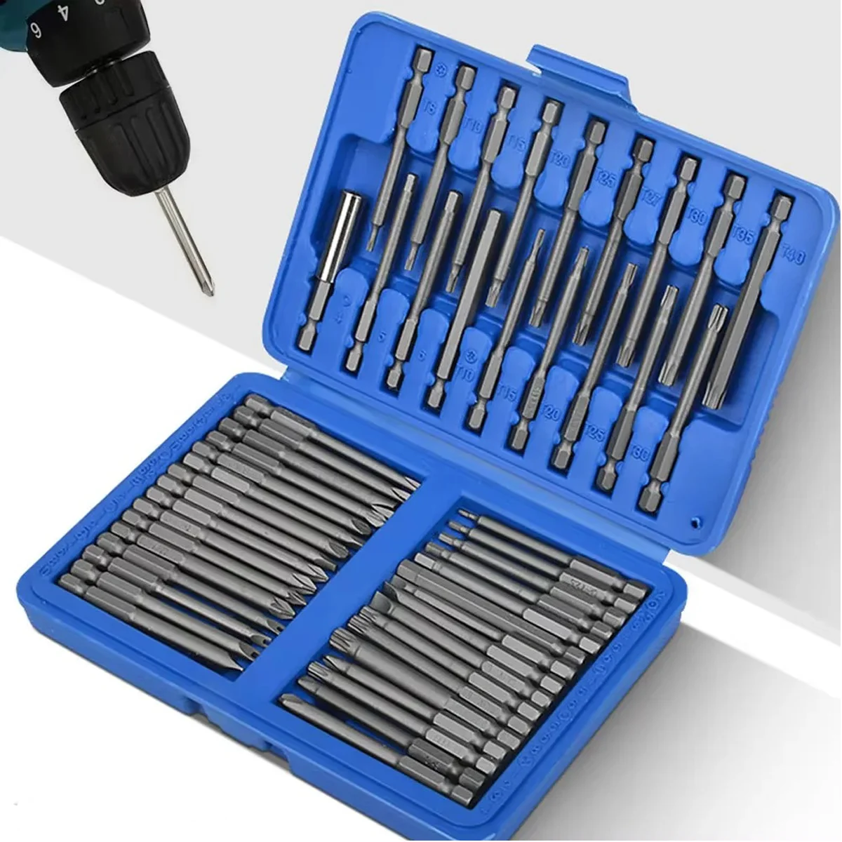 

50pcs Extra Long Screwdriver Bit Set with Handle 75mm Torx Star Hex Spline Bit Set Screw Driver Bit Screwdriver Kit Tools