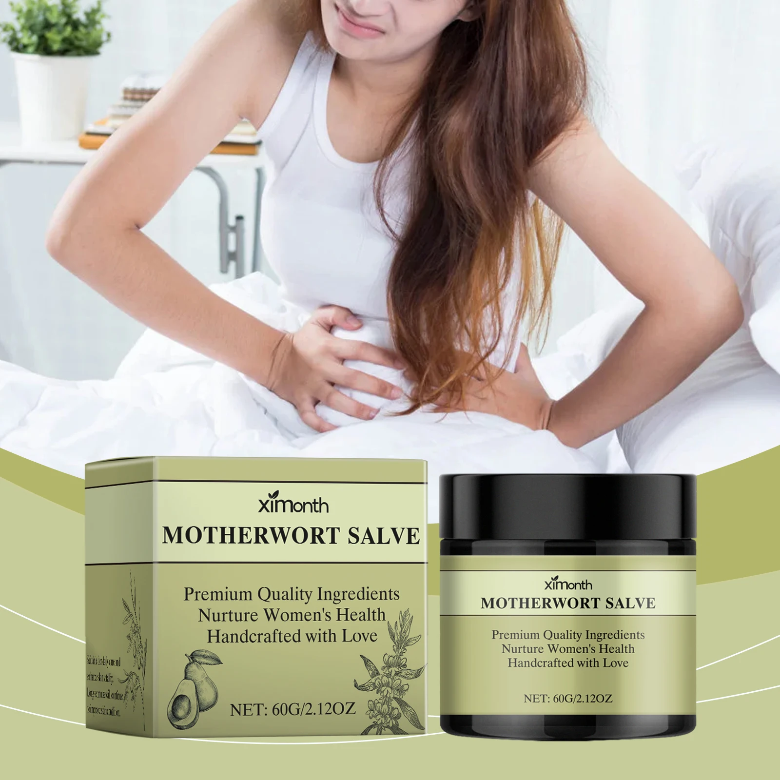 

Ximonth Women's Body Care Cream Body Gentle Care Enhance Comfort Motherwort Care Cream