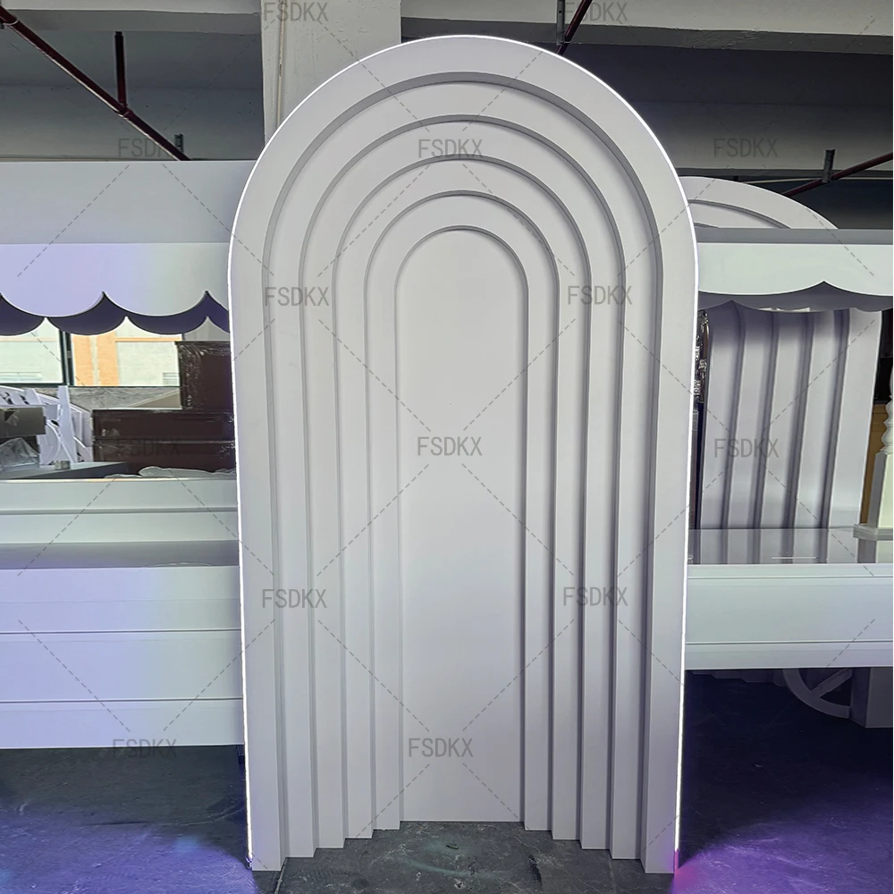 Multi-Layer Recessed Arch Wedding Backdrop White Hollow Frame Background for Birthday Party Wedding Decor