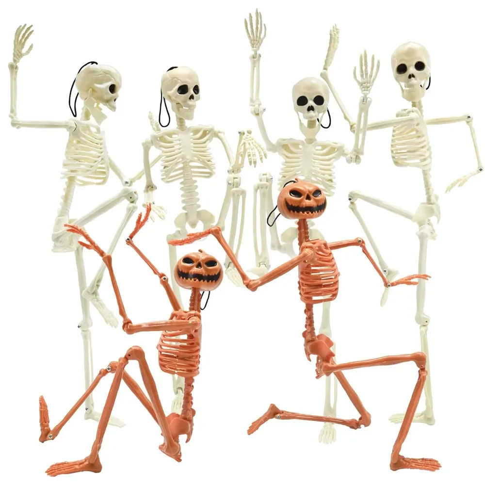 Halloween Skeleton Decoration Full Body Posable Plastic Hanging Skeleton with Movable Joints for Graveyard Haunted House Decor