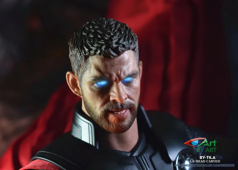1/6 BY-ART BY-T6 كريس هيمسوورث نحت الرأس مع عيون متوهجة نموذج صالح 12 بوصة ذكر الجندي عمل الشكل الجسم #4