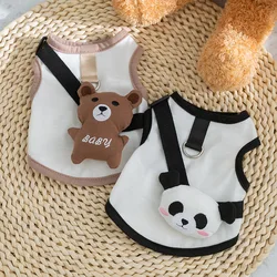 Springsummer Dog Thin Breathable Three-dimensional Teddy Bear Animal Shoulder Bag Traction Vest Cat Two Legged Pet Dog Clothing