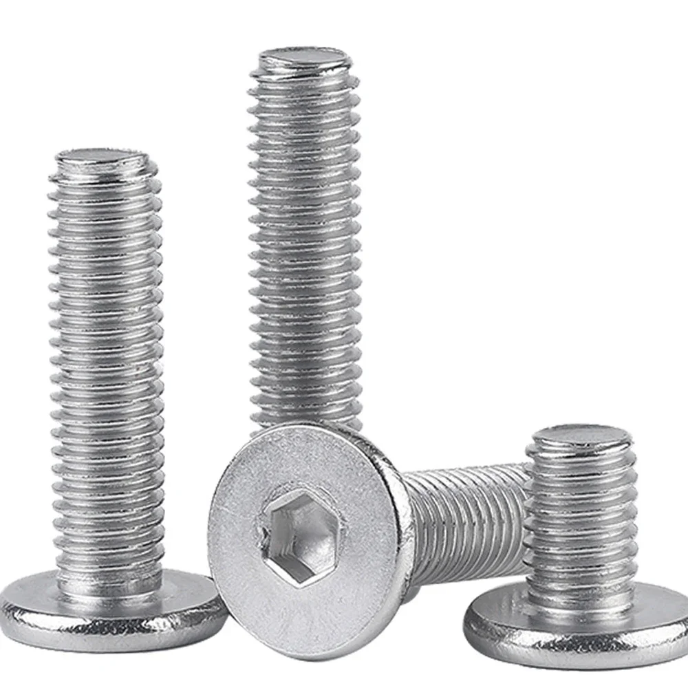 10pcs M1.6 M2 M2.5 M3 M4 M5 M6 M8 304 Stainless Steel Hex Hexagon Socket Ultra Thin Flat Wafer Allen Head Bolt Screw