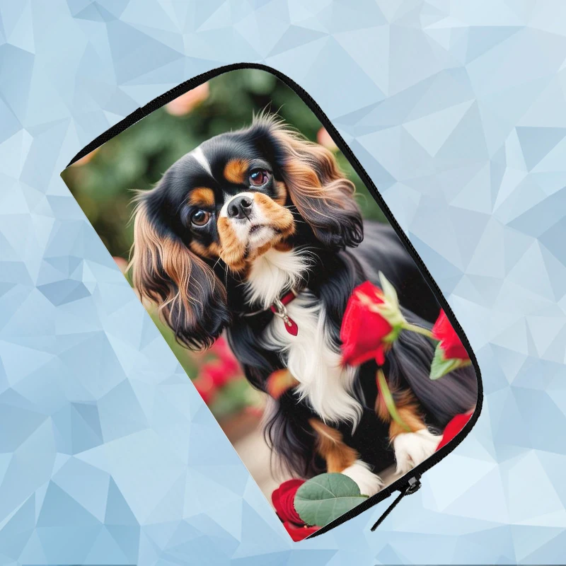 Cute Cavalier King Charles Spaniel Dog Wallet Puppy Spaniels Women Credit Card Earphone Holder Coin Money Bag Purse Long Wallet