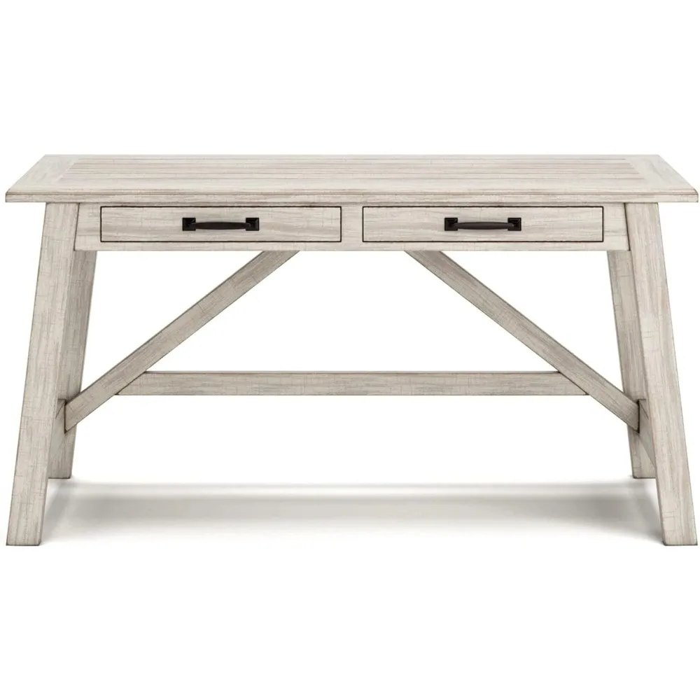 Firma il Design di Ashley Carynhurst Farmhouse 60 "Home Office Desk con cassetti, bianco invecchiato