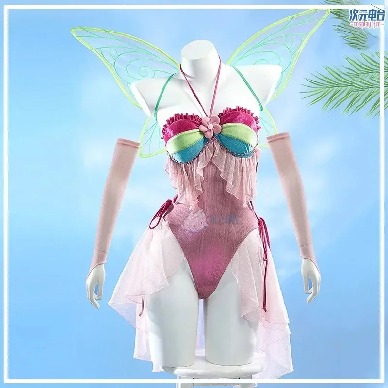 

Anime Bloomm Enchantixx Flora Cosplay Costume Women Sexy One Piece Swimsuit Butterfly Wings Bathing Suit Summer Beach Swimwear
