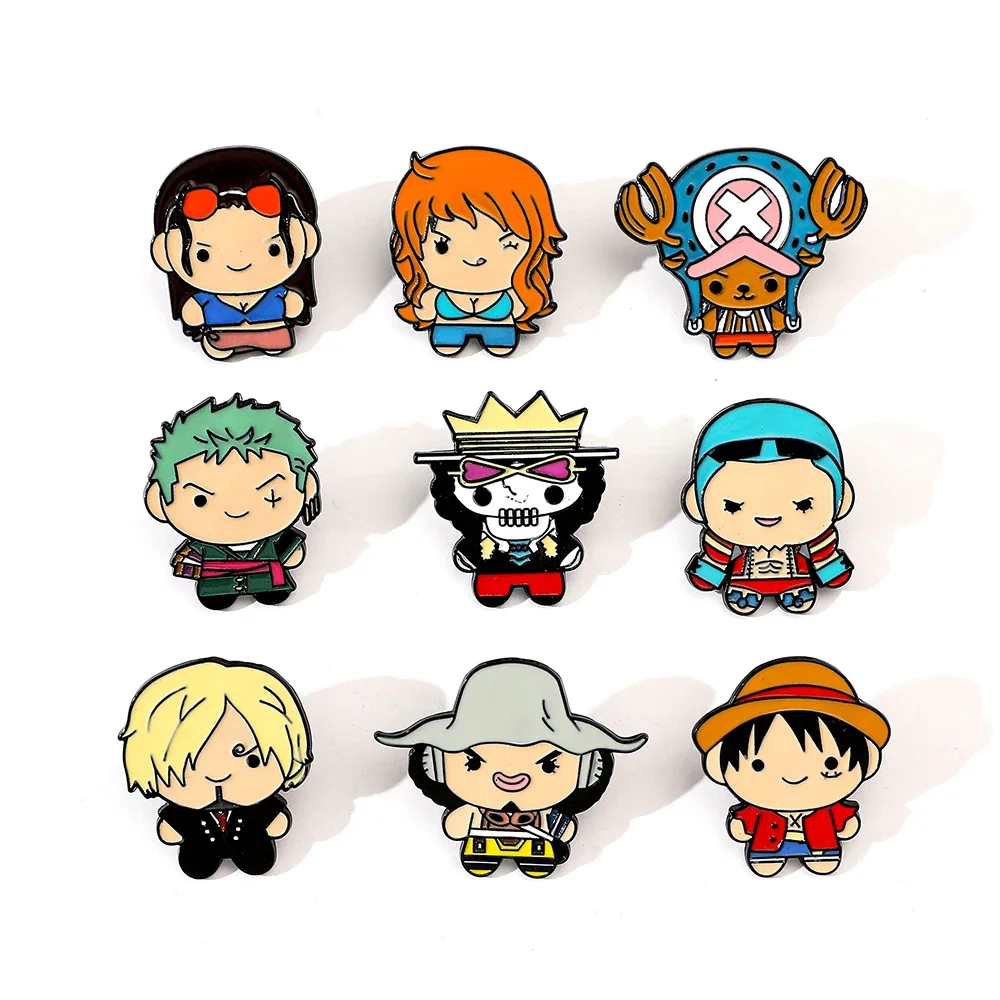 

9 Pcs Creative Cartoon Brooch Anime ONE PIECE Enamel Pin Metal Badge Jewelry Clothing Backpack Accessories Gift for Friends
