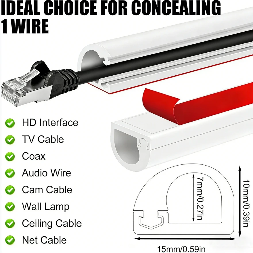 1PC 1meter Flexible floor cable cover cord Self-Adhesive wall cord hider internet Wire Duct Duct Slot Cable Manage view 2
