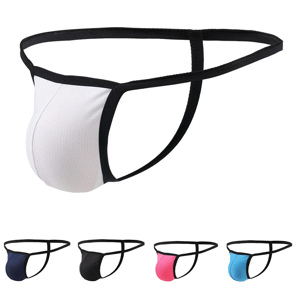 

1pc Men Mesh Sexy Thongs Solid Color Breathable U Shape Pouch Underwear Low Waist Gay Sissy Panties Thong G-String