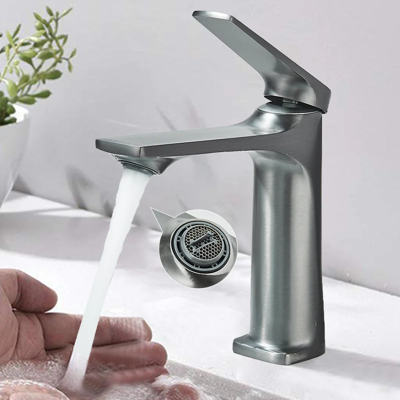 Shinesia النحاس الأساسية بالوعة الحمام صنبور مقبض واحد سطح الخيالة حوض غسيل مياه الحنفية خلاط ساخن وبارد