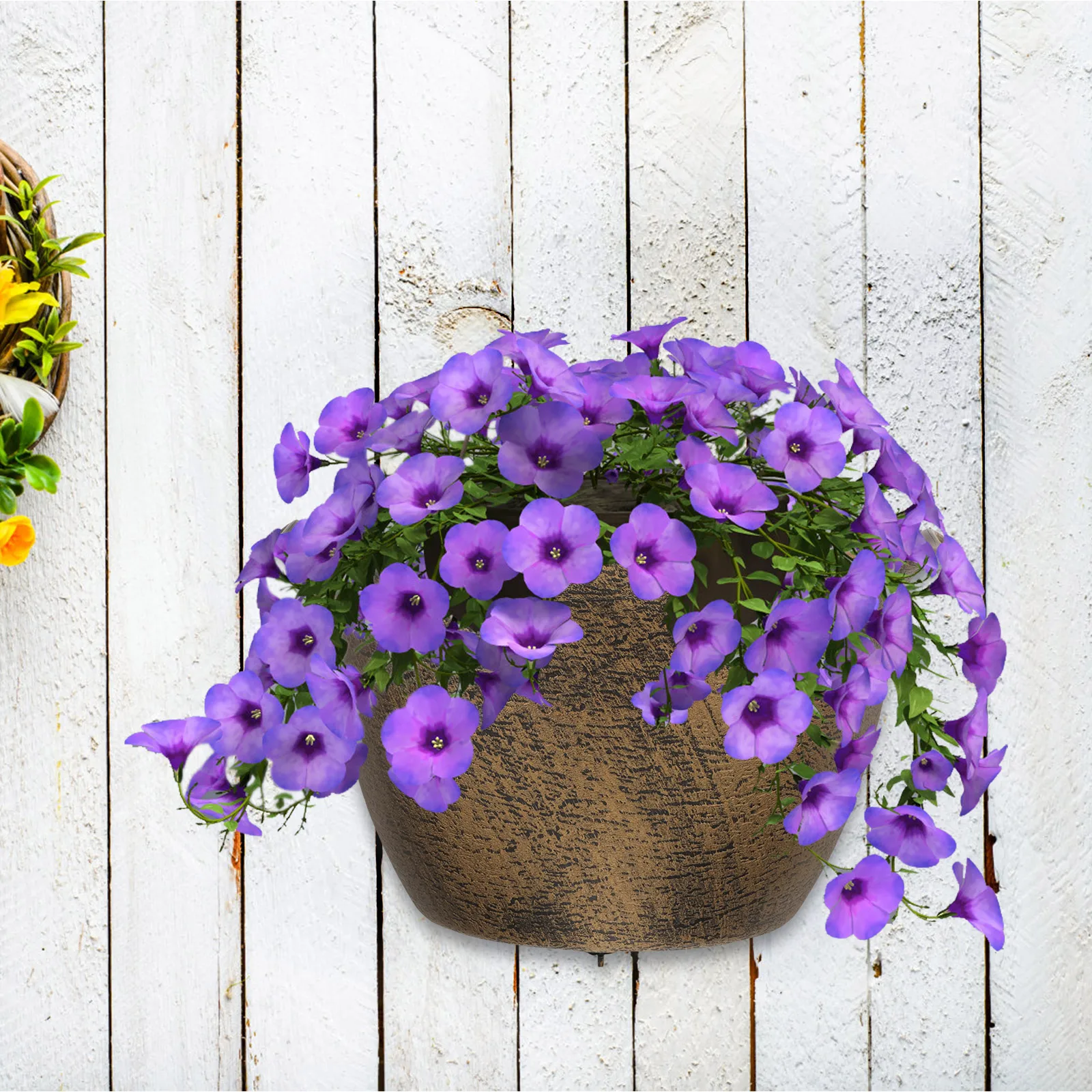 

1Set Hanging Wall Planter Plastic Flowerpot Balcony Planter Garden Wall Mounted Plant Holder Indoor Outdoor Decorative