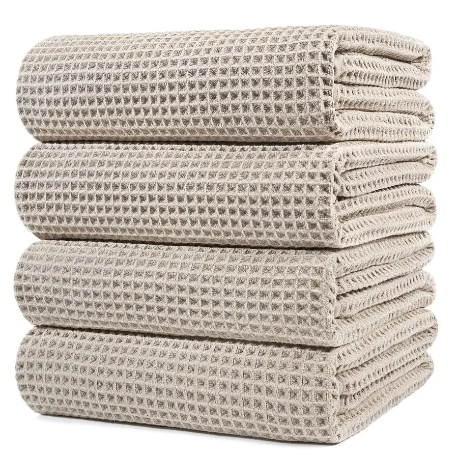 

430 GSM Microfiber Oversize Quick Dry Lint Free Bath Towel, 60 x 30 in, 4 Pack Waffle Weave