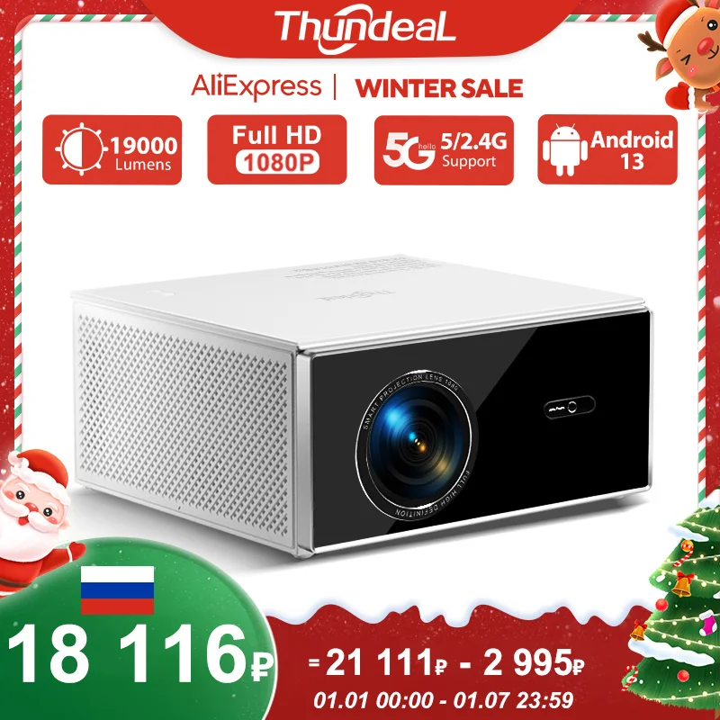 ThundeaL 2K 4K Full HD 1080P Projector TDA7W 2G 32G Android 13 WiFi 6 Home Theater TDA7 Beam Projector for Outdoor Meeting Video