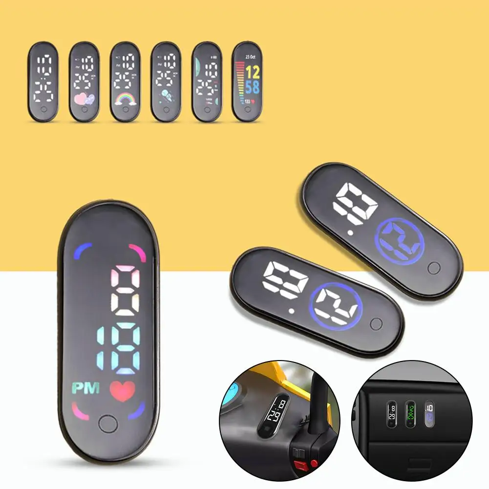 Mini Electric Car Clock LED Movement Touch Waterproof Portable Car Simple And Stylish Ins Time Watch Moto Dashboard Clocks