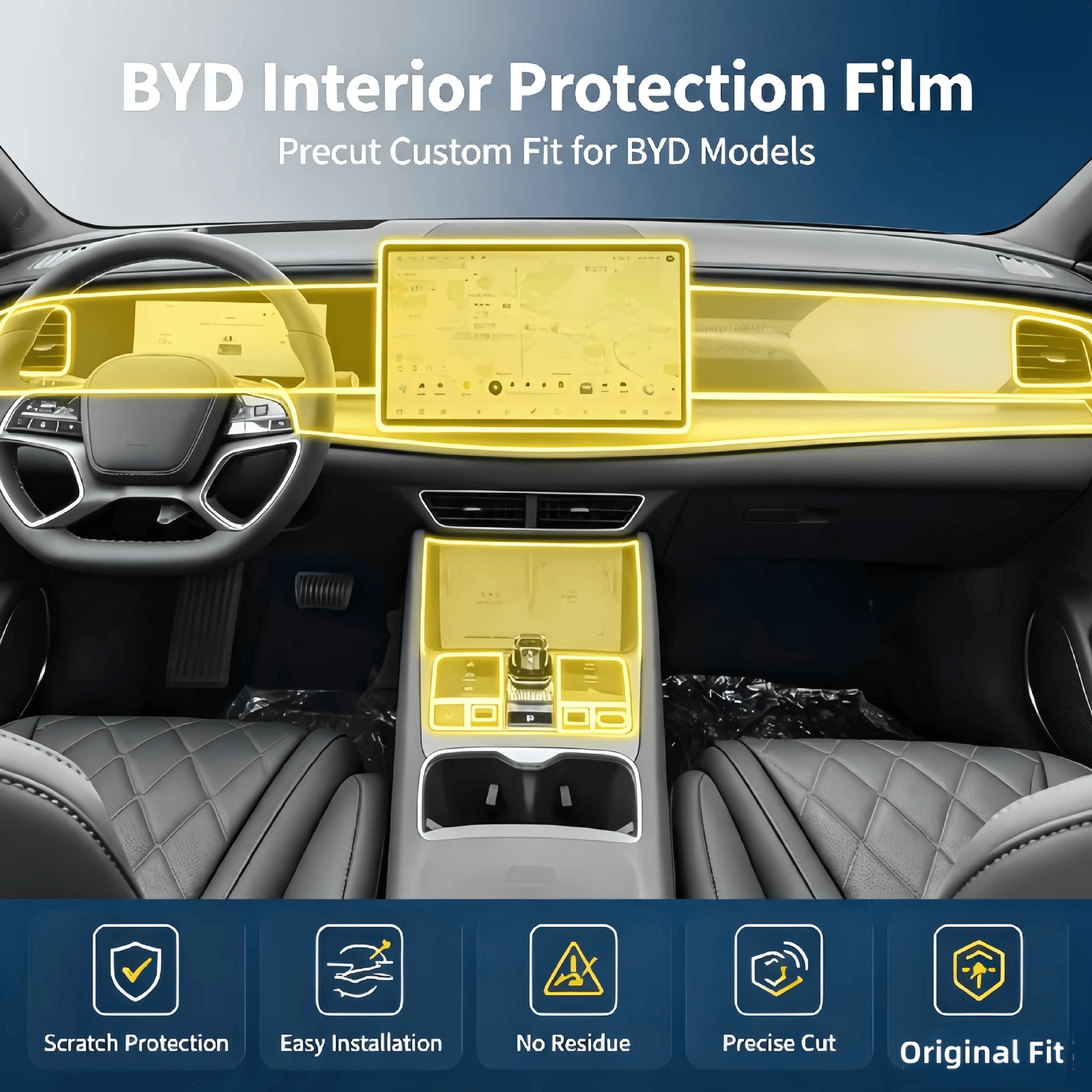 24-25 BYD Sea Lion 07 EV interior film center console screen car modification transparent anti-scratch protective film