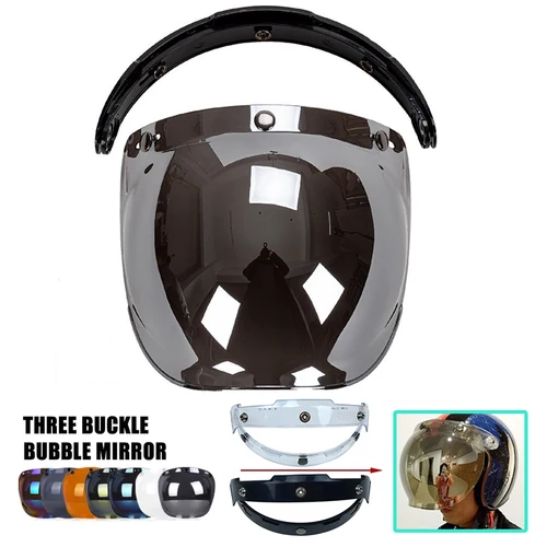 Viseras de burbujas para casco, cascos Vintage para motocicleta, cara abierta, abatible hacia arriba, protector para parabrisas, lente Capacete, accesorios para casco