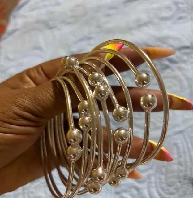 

NADEEM Ins Vintage Alloy Layer Ball Open Bangles For Women Trendy Charm Bracelets Wedding Jewelry Party Gifts Bijoux Wholesale