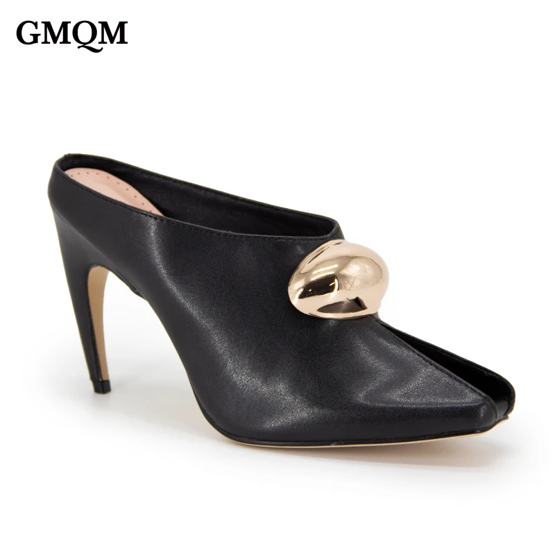 

GMQM 2024 Pointed Toe Stiletto Heeled For Women Sexy High Heel Slip On With Open Toe Decor Buckle For Dress Tall Wedding Party