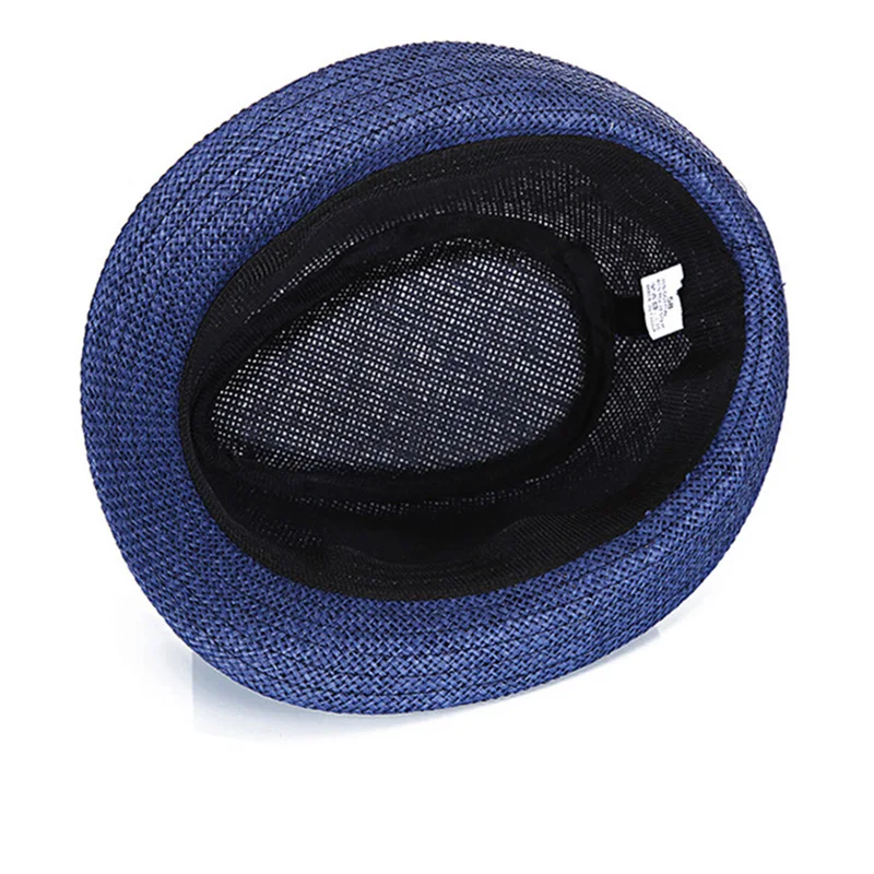 Parent-Child Simple Linen Breathable Sun Cap Men Summer Travel Sunscreen Ribbon Decoration Paper Straw Curled Jazz Hat F58