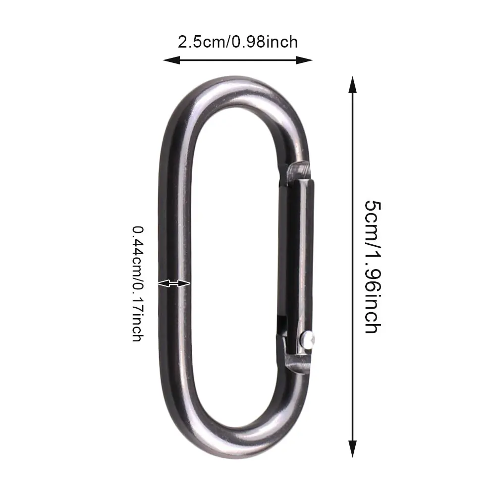 Mousqueton en alliage d\'aluminium en forme de D, équipement d\'escalade, porte-clés, crochet, noir, pratique, chaud, nouveau, 2024, 20 pièces