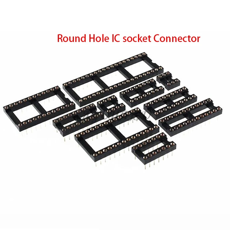 10PCS Round Hole IC socket Connector DIP 6 8 14 16 18 20 24 28 40 pin Sockets DIP6 DIP8 DIP14 DIP16 DIP18 DIP20 DIP28 DIP40 pins