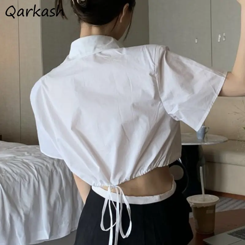 

Short Sleeve Shirts Women Crop Tops Hotsweet Summer Simple Vintage Streetwear Fashion Female Casual Aesthetic Korean Style New