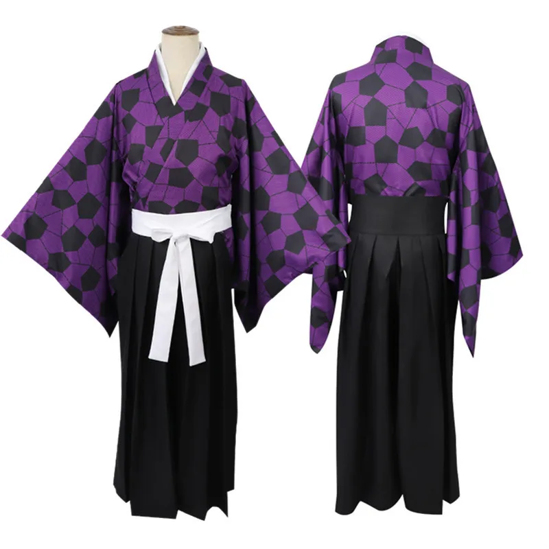 Anime Demon Slayer Kimetsu No Yaiba Kokushibo Cosplay Suit Printing Kimono Uniform Shirt Halloween Carnival Party Costume