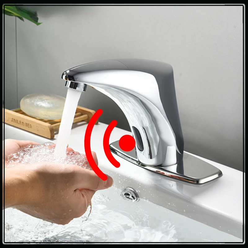 

Smart Bathroom Sensor Faucets Chrome Touchless Sink Mixer Kitchen Infrared Faucet Brass Basin Auto Mixer Vanity High Tech Tap