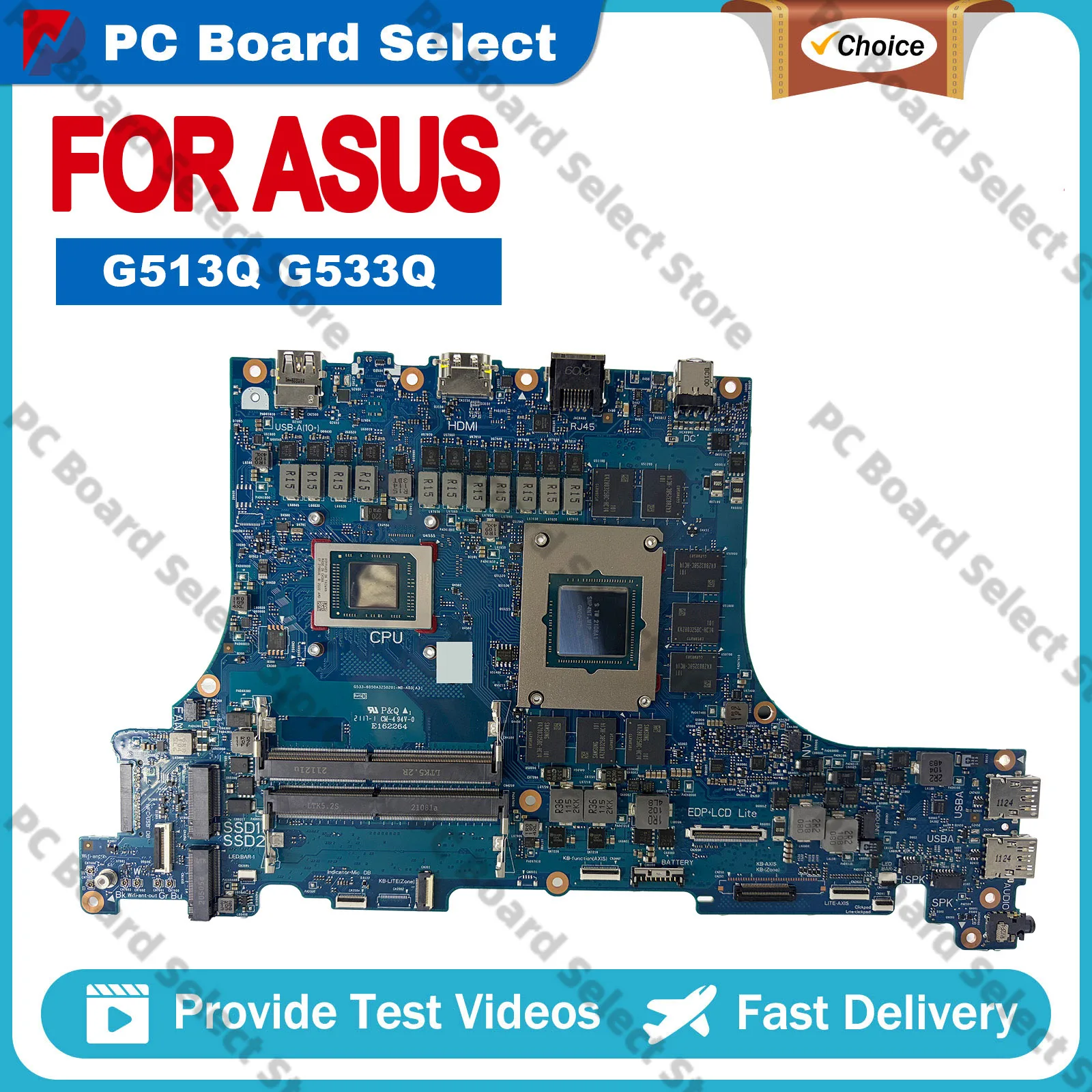 6050A3250201 Laptop Motherboard For ASUS ROG Strix G15 G513QS G513QM G513QR G513Q Mainboard With R5 R7 R9 CPU tests OK fast ship