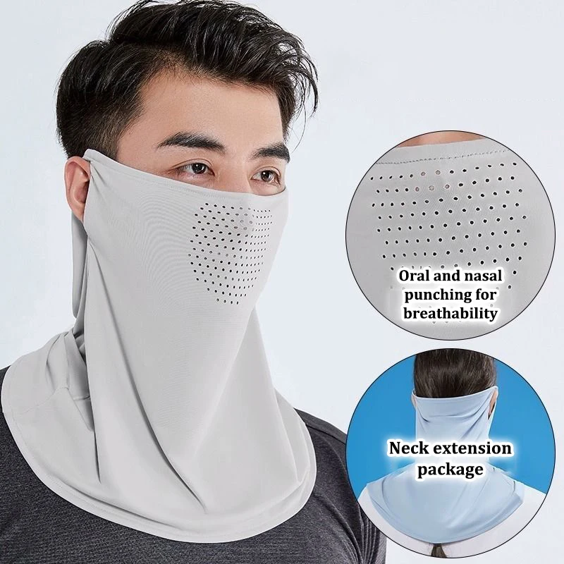 Cubierta de protección UV para el cuello, mascarilla deportiva a prueba de sol, máscara de seda de hielo, envoltura para el cuello, protector solar, bufanda facial