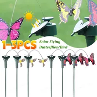 1-3PCS Solar Powered Flying Wobble Artificial Flying Butterfly Bird Dancing Butterfly Bird Garden Stake Yard Outdoor Lawn Decor