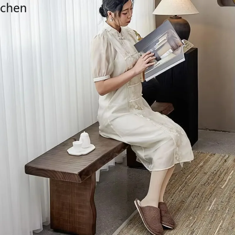 DSA Wabi-Sabi Style Irregular Doorway Wall Shoe Changing Bench Clothing Store Simple Long Strip Bench