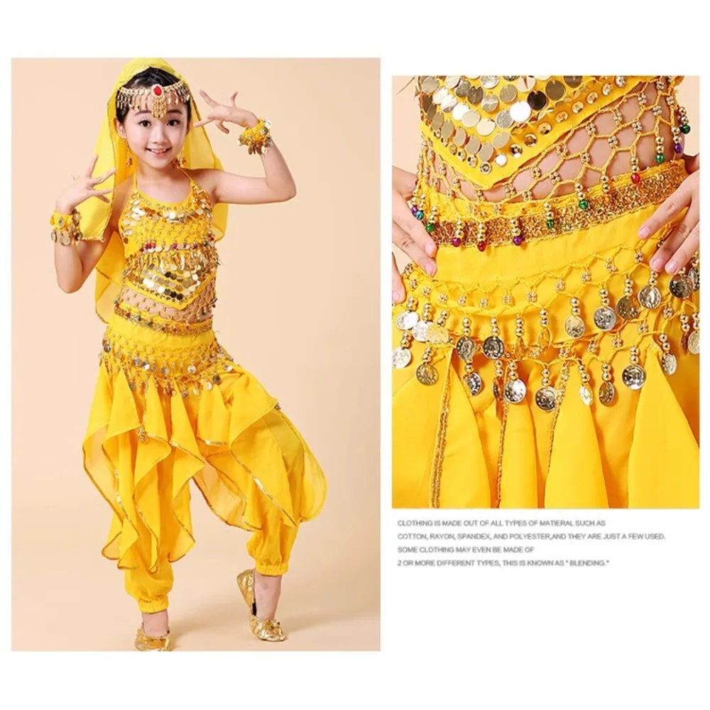 キッズベリーダンスコスチュームセット子供用インドダンス衣装フォークダンスパフォーマンスウェア