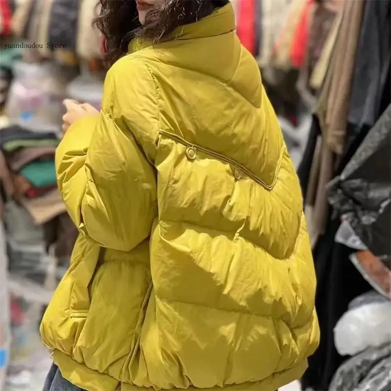 Winter Down Jacket Women's Short Korean Version Loose and Versatile Artistic White Duck Down Thick Coat