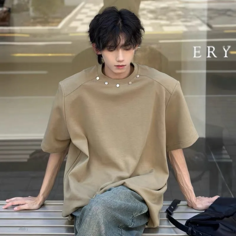 

Мужская летняя футболка American Sle Heavyweight с коротким рукавом, новый дизайн, универсальная, в стиле ретро, модная, для подростков